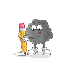 black cloud write with pencil. cartoon mascot vector