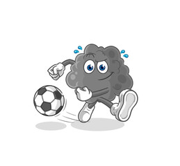 Fototapeta premium black cloud kicking the ball cartoon. cartoon mascot vector