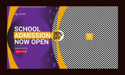 Editable kids School education admission ,you tube thumbnail, You tube video thumbnail template and web banner design for social media	
