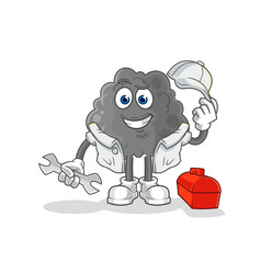 black cloud mechanic cartoon. cartoon mascot vector
