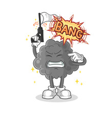 black cloud warning shot mascot. cartoon vector