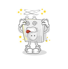 electric socket dizzy head mascot. cartoon vector