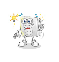 electric socket got an idea cartoon. mascot vector