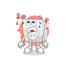 electric socket low battery mascot. cartoon vector