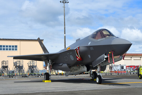 Tokyo, Japan - May 22, 2022:Japan Air Self-Defense Force Lockheed Martin F-35A Lightning II stealth multirole fighter.
