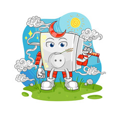 electric socket samurai cartoon. cartoon mascot vector