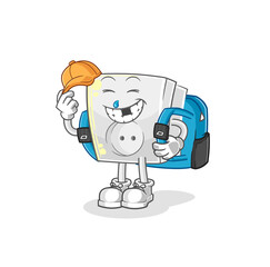 electric socket goes to school vector. cartoon character