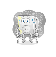 electric socket thinking hard vector. cartoon character