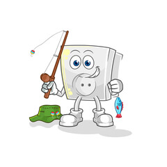 electric socket fisherman illustration. character vector