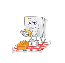 electric socket on a picnic cartoon. cartoon mascot vector