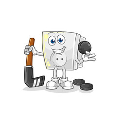 electric socket playing hockey vector. cartoon character