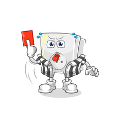 electric socket referee with red card illustration. character vector
