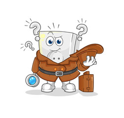 electric socket detective vector. cartoon character