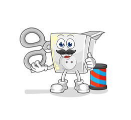 electric socket barber cartoon. cartoon mascot vector