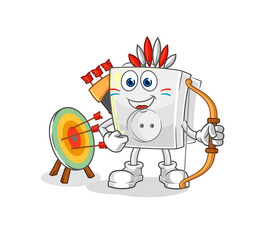 electric socket native american tribe. cartoon mascot vector