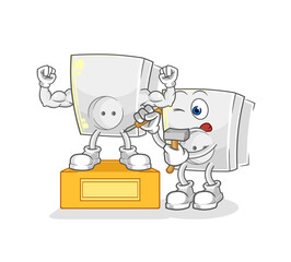 electric socket sculptor character. cartoon mascot vector