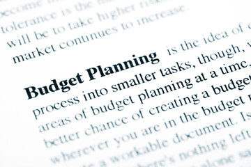 Budget Planning Text Macro Shot On Printed Paper