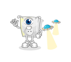 electric socket alien cartoon mascot vector