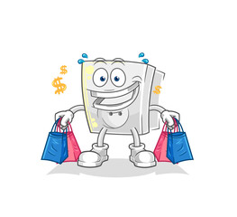 electric socket shoping mascot. cartoon vector