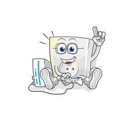 electric socket playing video games. cartoon character