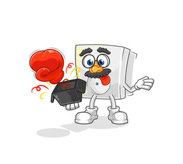 electric socket prank glove in the box. cartoon mascot