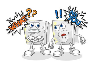 electric socket arguing each other cartoon vector
