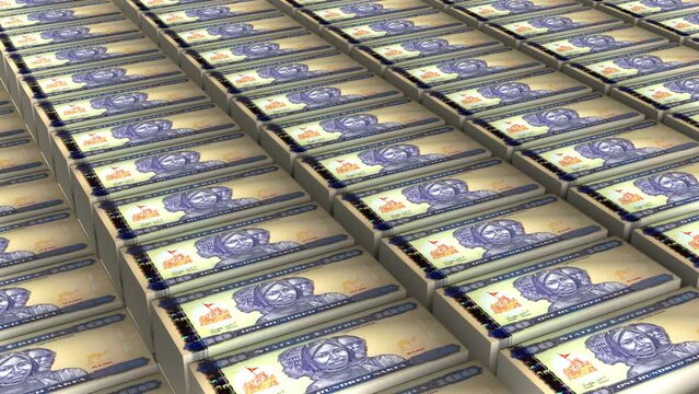 3D Animation of Eritrea 100 Nakfa Banknotes Money Stack on White Background