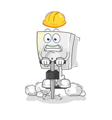 electric socket drill the ground cartoon character vector
