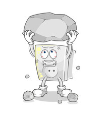 electric socket lifting rock cartoon character vector
