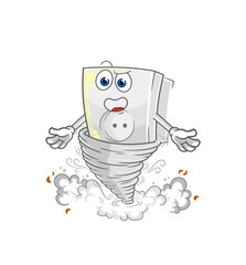 electric socket in the tornado cartoon character vector