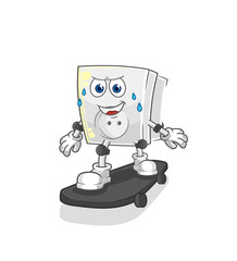 electric socket riding skateboard cartoon character vector