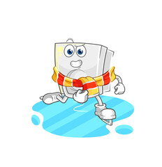 electric socket ice skiing cartoon. character mascot vector