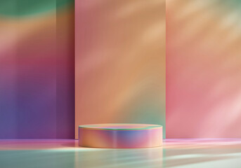Colorful pastel object podium platform product display and showcase 3d rendering