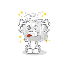 sugar cube dizzy head mascot. cartoon vector