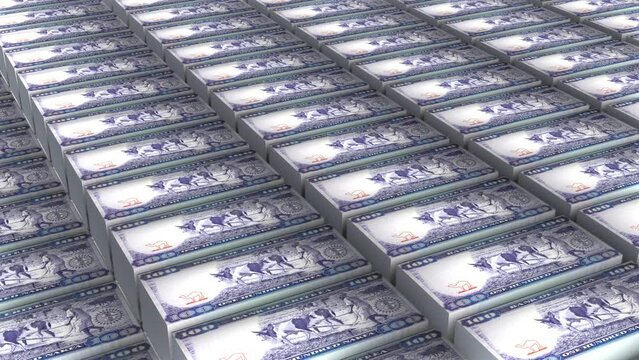 3D Animation of Eritrea 100 Nakfa Banknotes Money Stack on White Background