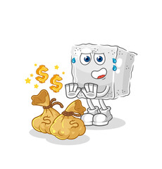 sugar cube refuse money illustration. character vector
