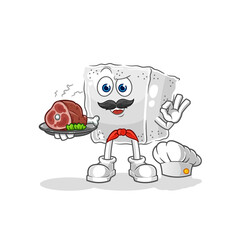 sugar cube chef with meat mascot. cartoon vector