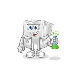 sugar cube scientist character. cartoon mascot vector
