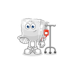 sugar cube sick in IV illustration. character vector