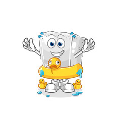 Fototapeta premium sugar cube with duck buoy cartoon. cartoon mascot vector