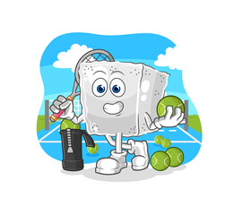 sugar cube plays tennis illustration. character vector