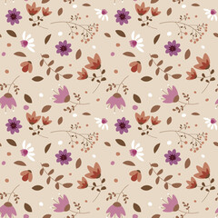 Floral pattern in seamless style. Vector illustration.