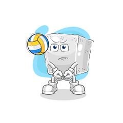 sugar cube play volleyball mascot. cartoon vector
