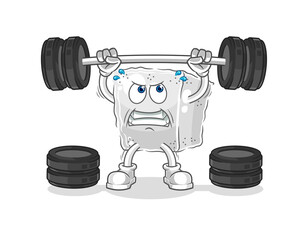 sugar cube lifting the barbell character. cartoon mascot vector