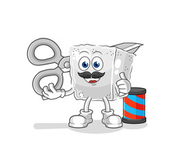 sugar cube barber cartoon. cartoon mascot vector