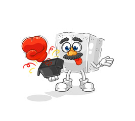 sugar cube prank glove in the box. cartoon mascot