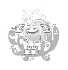 depressed sugar cube character. cartoon vector