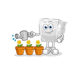 sugar cube watering the flowers mascot. cartoon vector