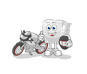 sugar cube racer character. cartoon mascot vector