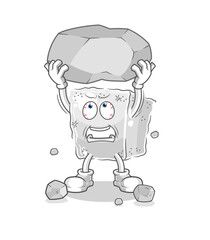sugar cube lifting rock cartoon character vector